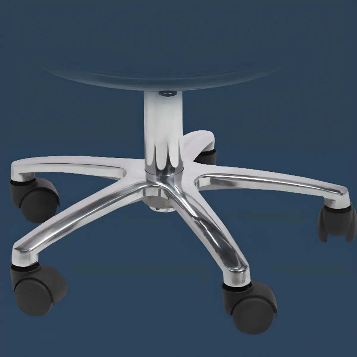 Modern Black Alloy Low-Back Stool with Casters