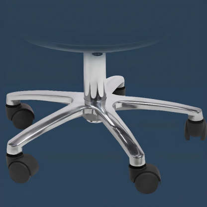 Modern Black Alloy Low-Back Stool with Casters