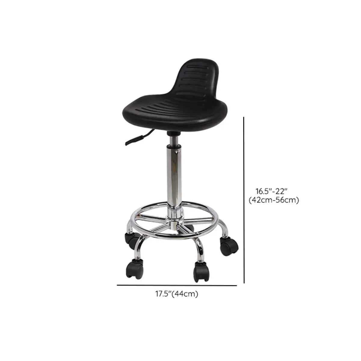 Modern Black Alloy Low-Back Stool with Casters