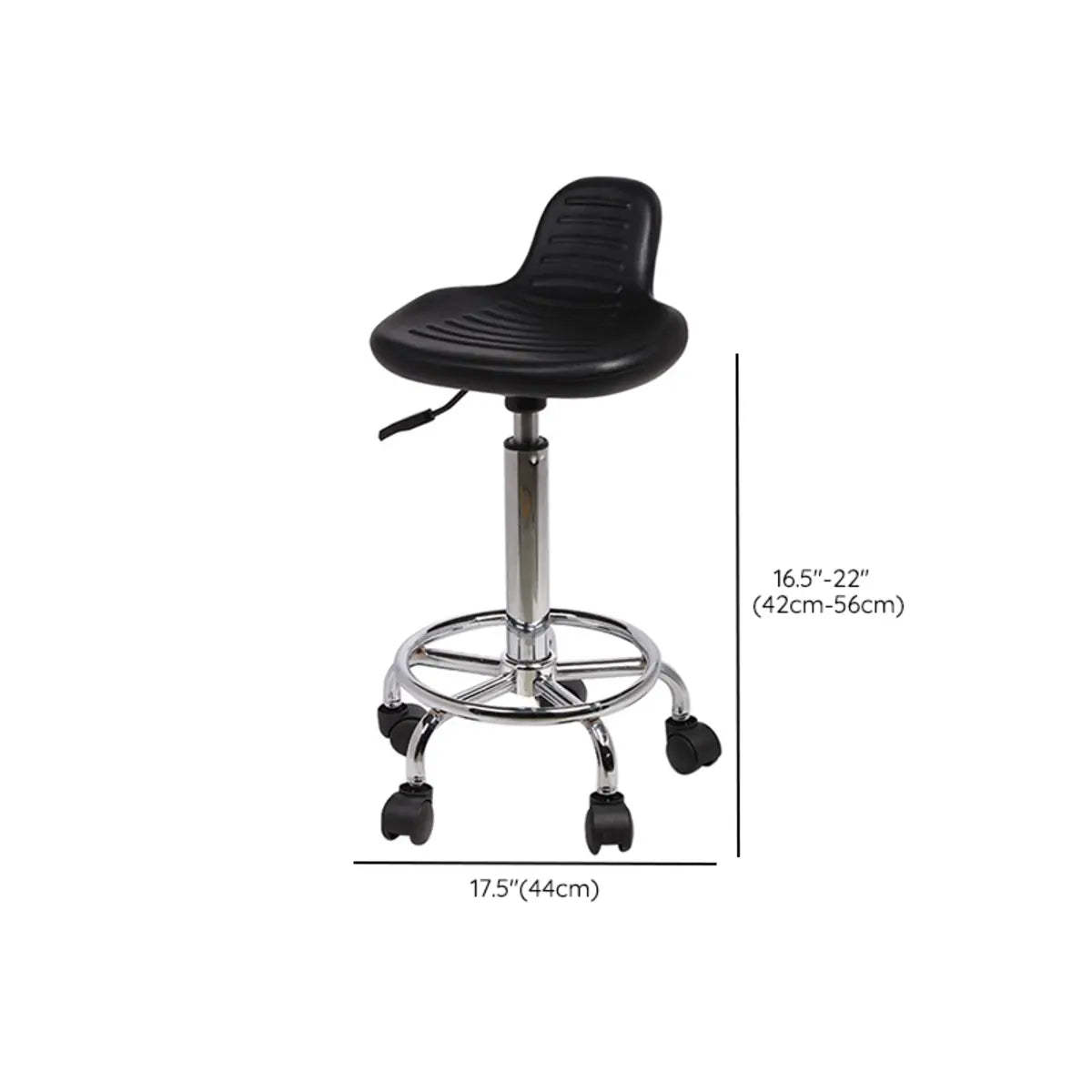 Modern Black Alloy Low-Back Stool with Casters