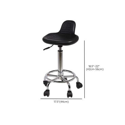 Modern Black Alloy Low-Back Stool with Casters