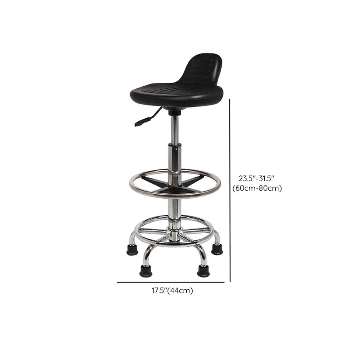 Modern Black Alloy Low-Back Stool with Casters