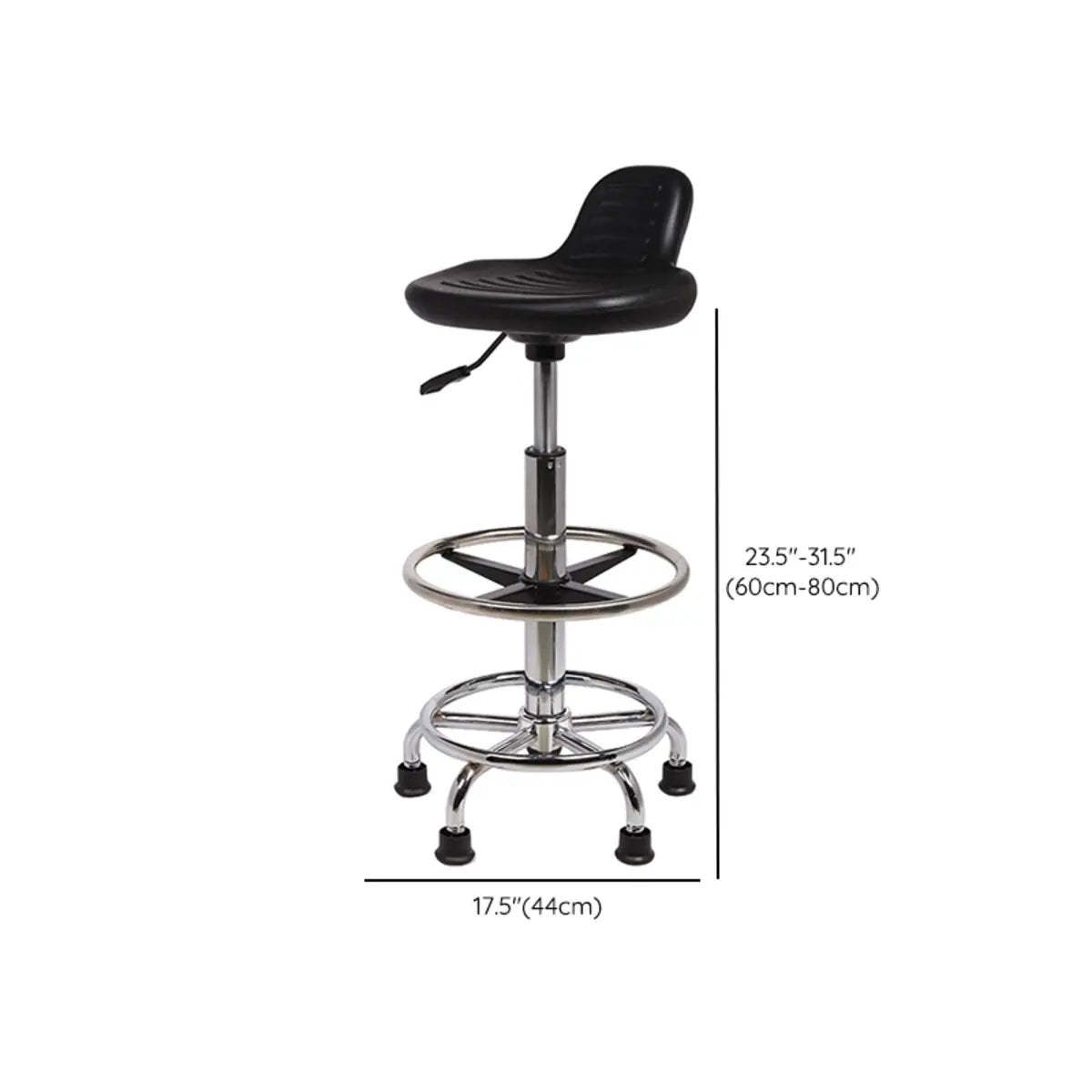 Modern Black Alloy Low-Back Stool with Casters