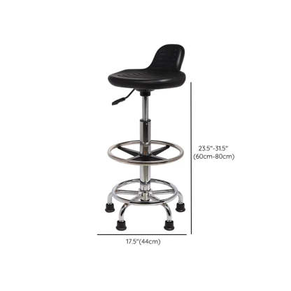 Modern Black Alloy Low-Back Stool with Casters