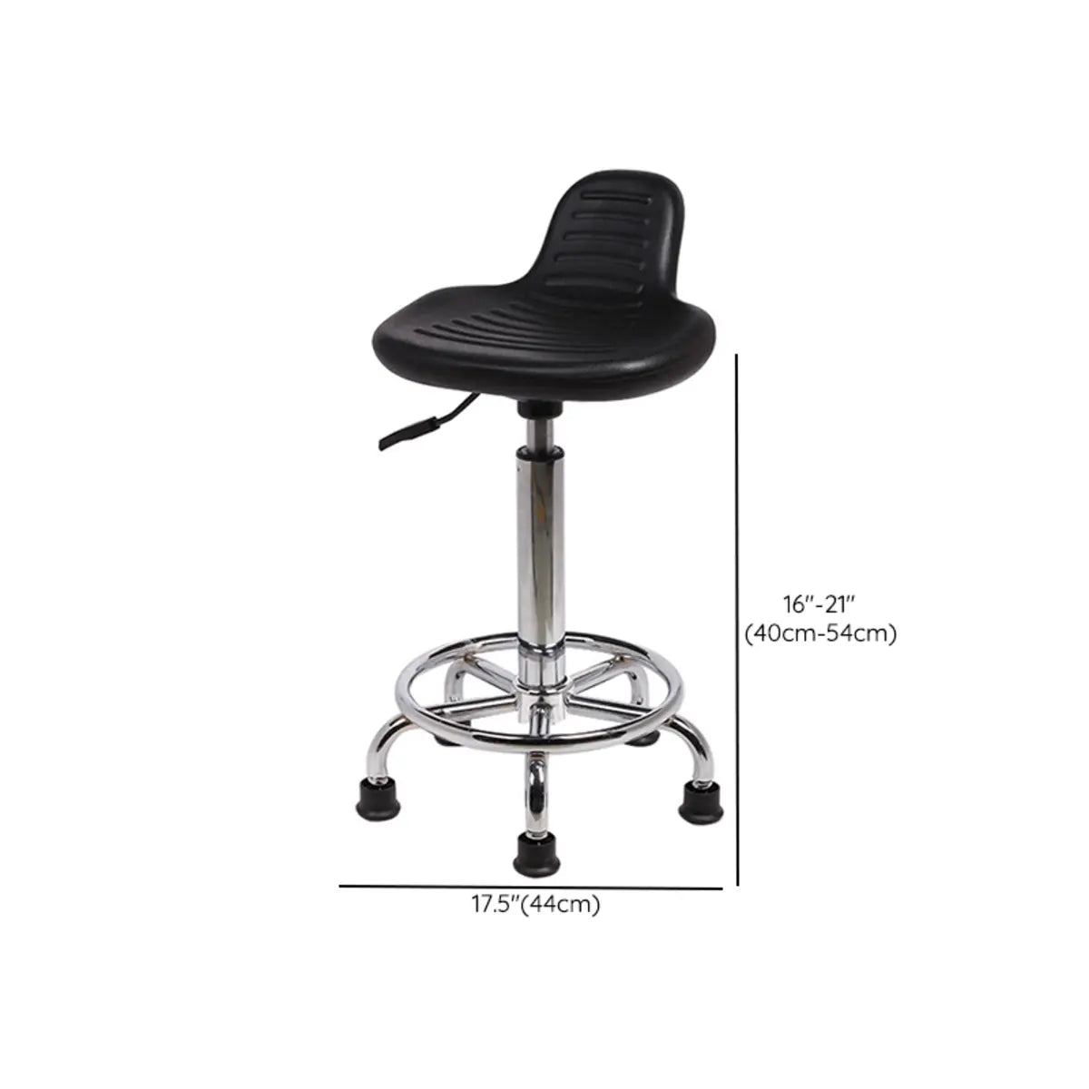 Modern Black Alloy Low-Back Stool with Casters