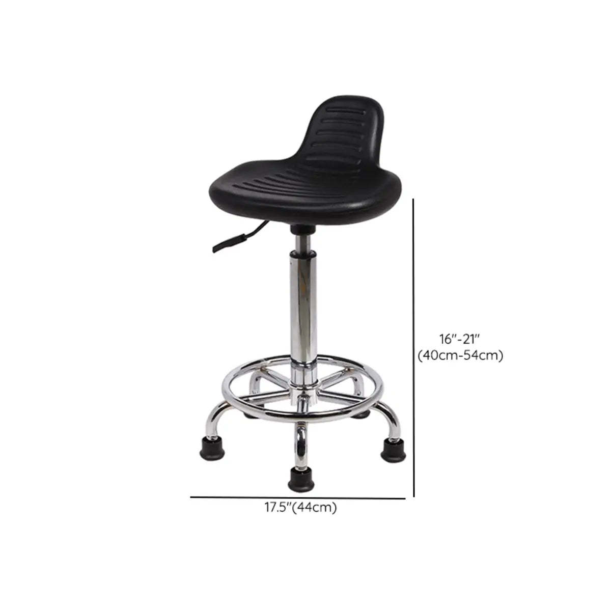 Modern Black Alloy Low-Back Stool with Casters