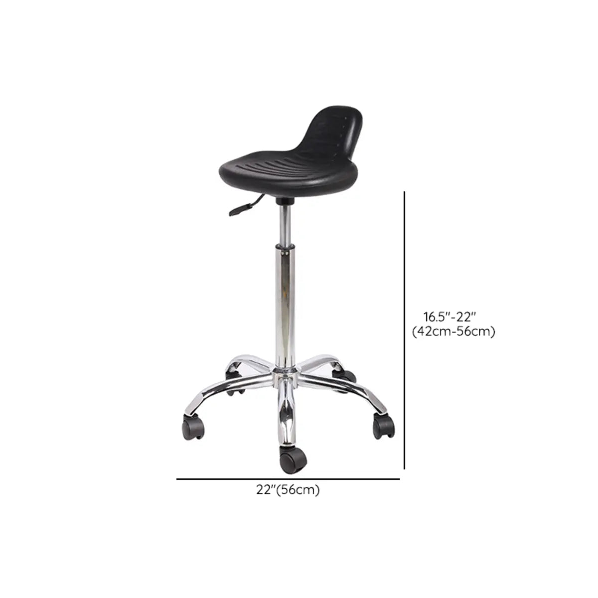Modern Black Alloy Low-Back Stool with Casters