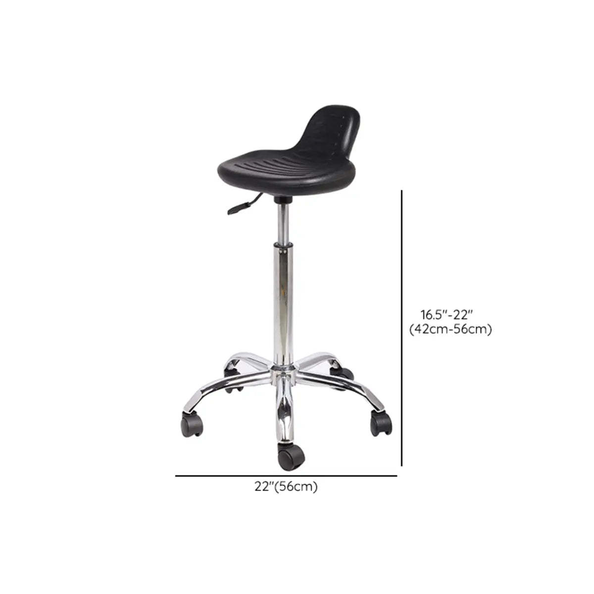 Modern Black Alloy Low-Back Stool with Casters
