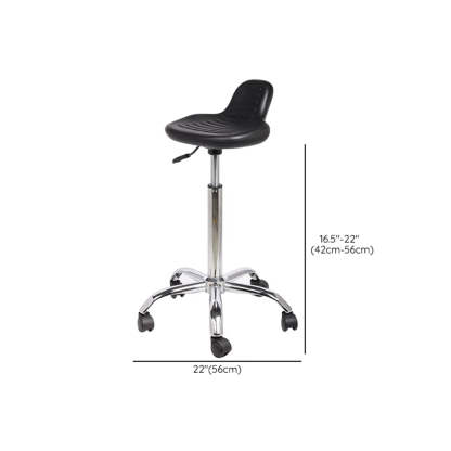 Modern Black Alloy Low-Back Stool with Casters