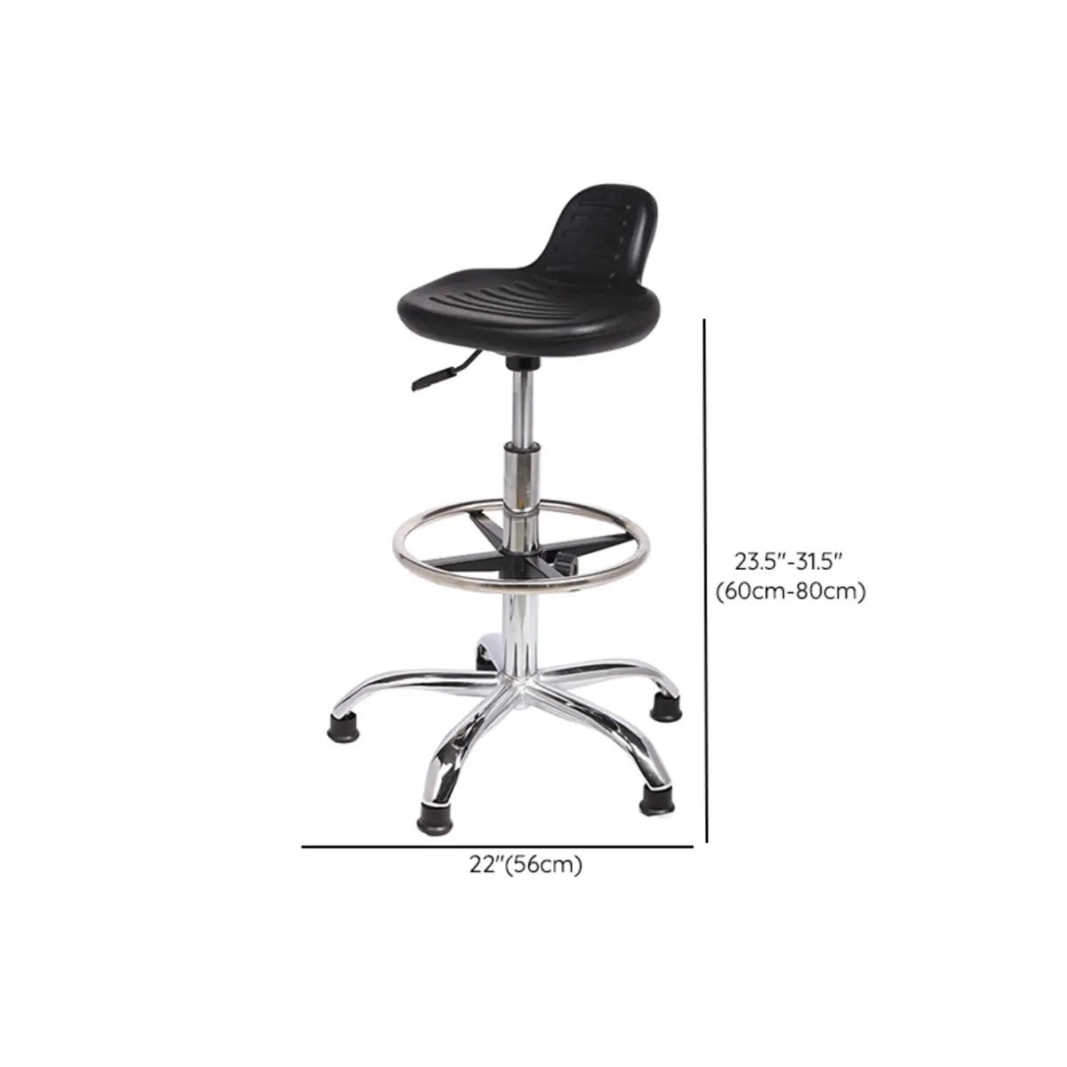 Modern Black Alloy Low-Back Stool with Casters