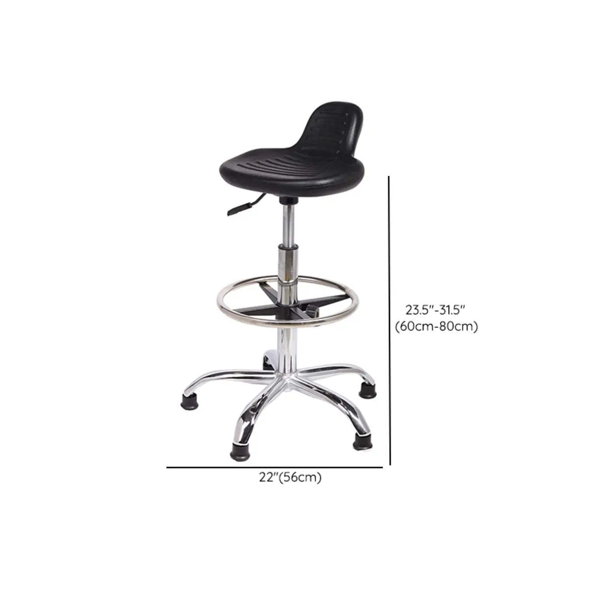 Modern Black Alloy Low-Back Stool with Casters