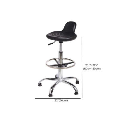 Modern Black Alloy Low-Back Stool with Casters