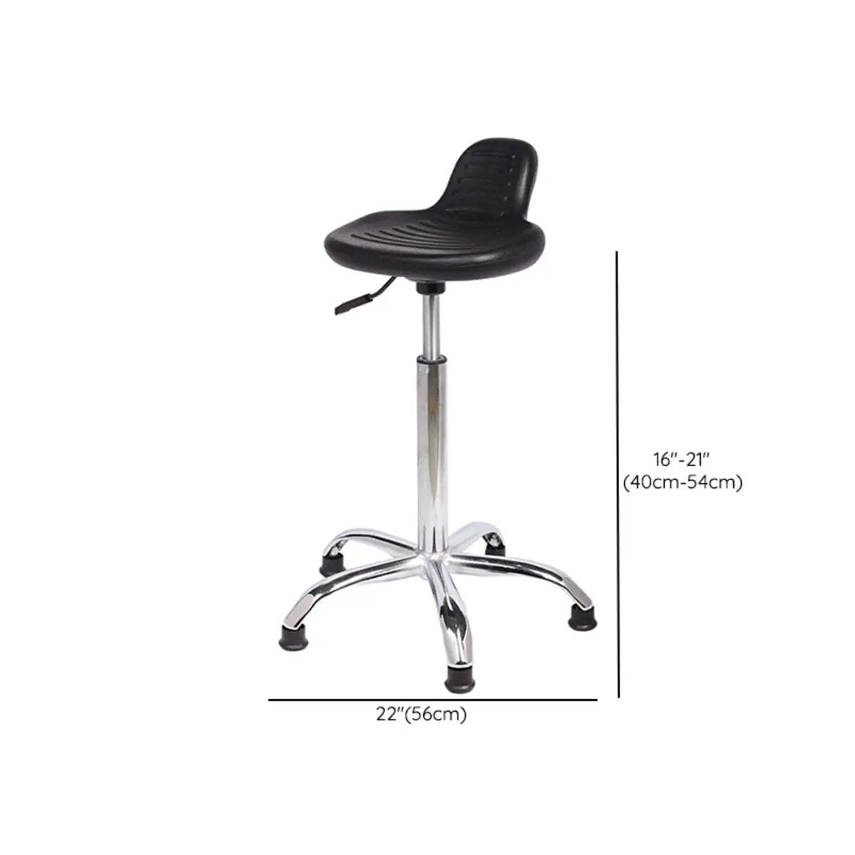 Modern Black Alloy Low-Back Stool with Casters