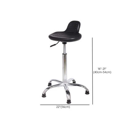 Modern Black Alloy Low-Back Stool with Casters