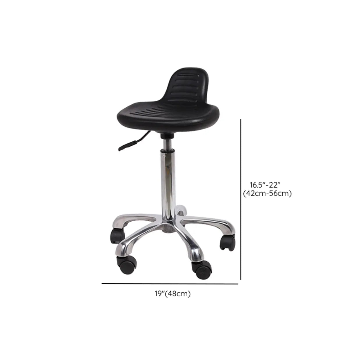 Modern Black Alloy Low-Back Stool with Casters
