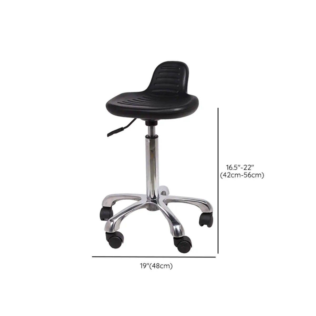 Modern Black Alloy Low-Back Stool with Casters