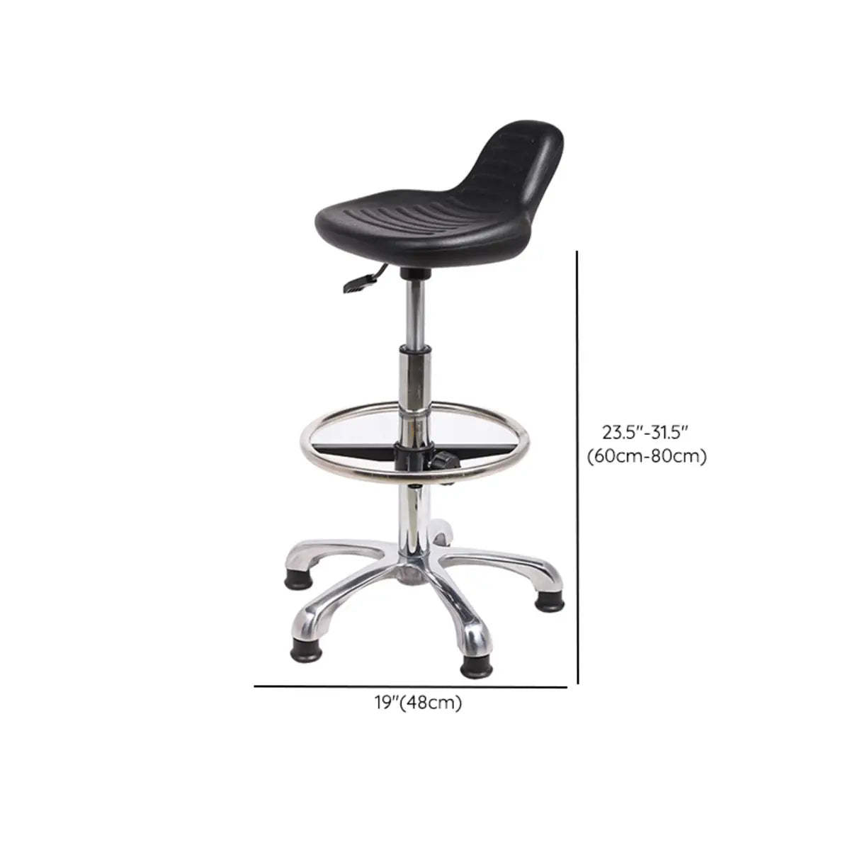 Modern Black Alloy Low-Back Stool with Casters