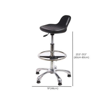 Modern Black Alloy Low-Back Stool with Casters