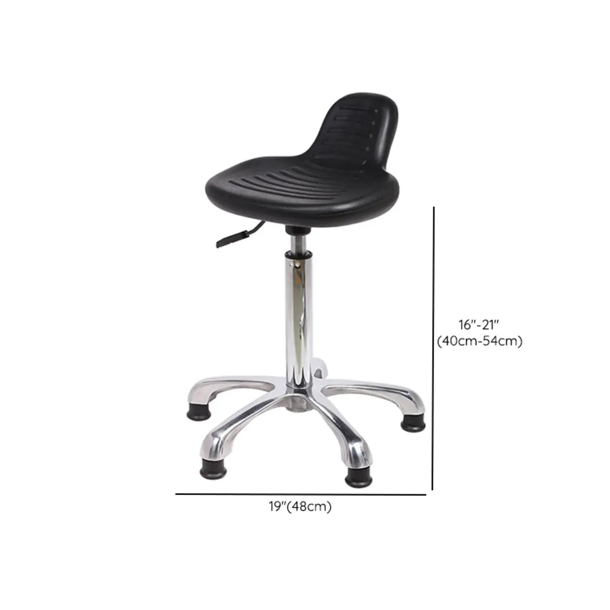 Modern Black Alloy Low-Back Stool with Casters