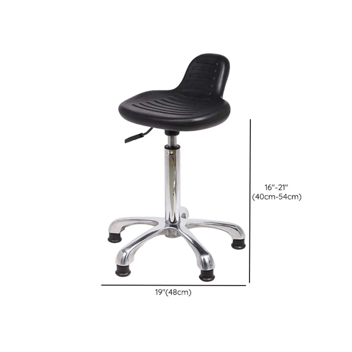 Modern Black Alloy Low-Back Stool with Casters