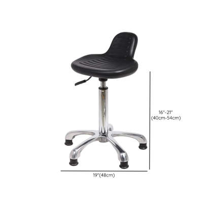 Modern Black Alloy Low-Back Stool with Casters