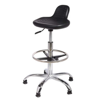 Modern Black Alloy Low-Back Stool with Casters — Casters Included / Electroplate Leg / Footring Included