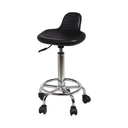 Modern Black Alloy Low-Back Stool with Casters