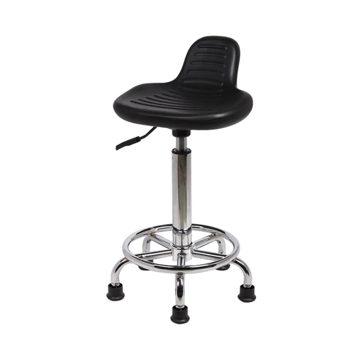 Modern Black Alloy Low-Back Stool with Casters