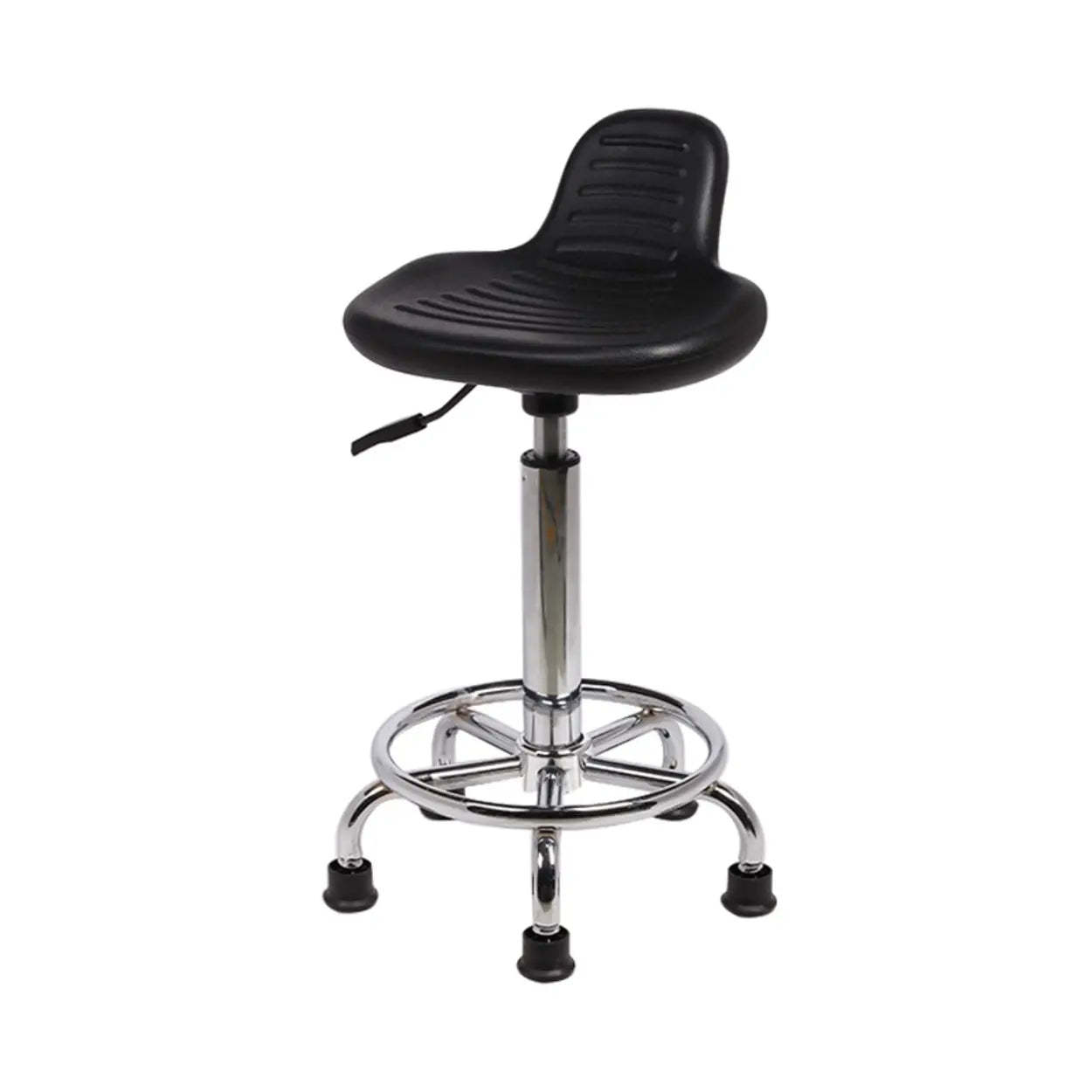 Modern Black Alloy Low-Back Stool with Casters