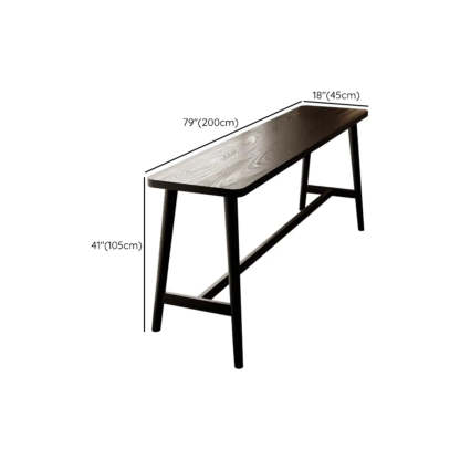 Minimalist Slim Black Wood Bar Table with Footrest — Pine / Table Only