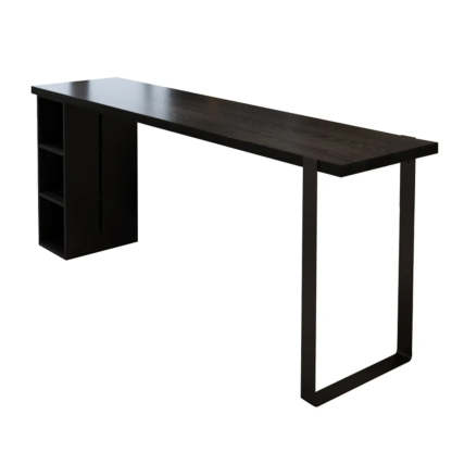 Modern Black Bar Table with Shelves