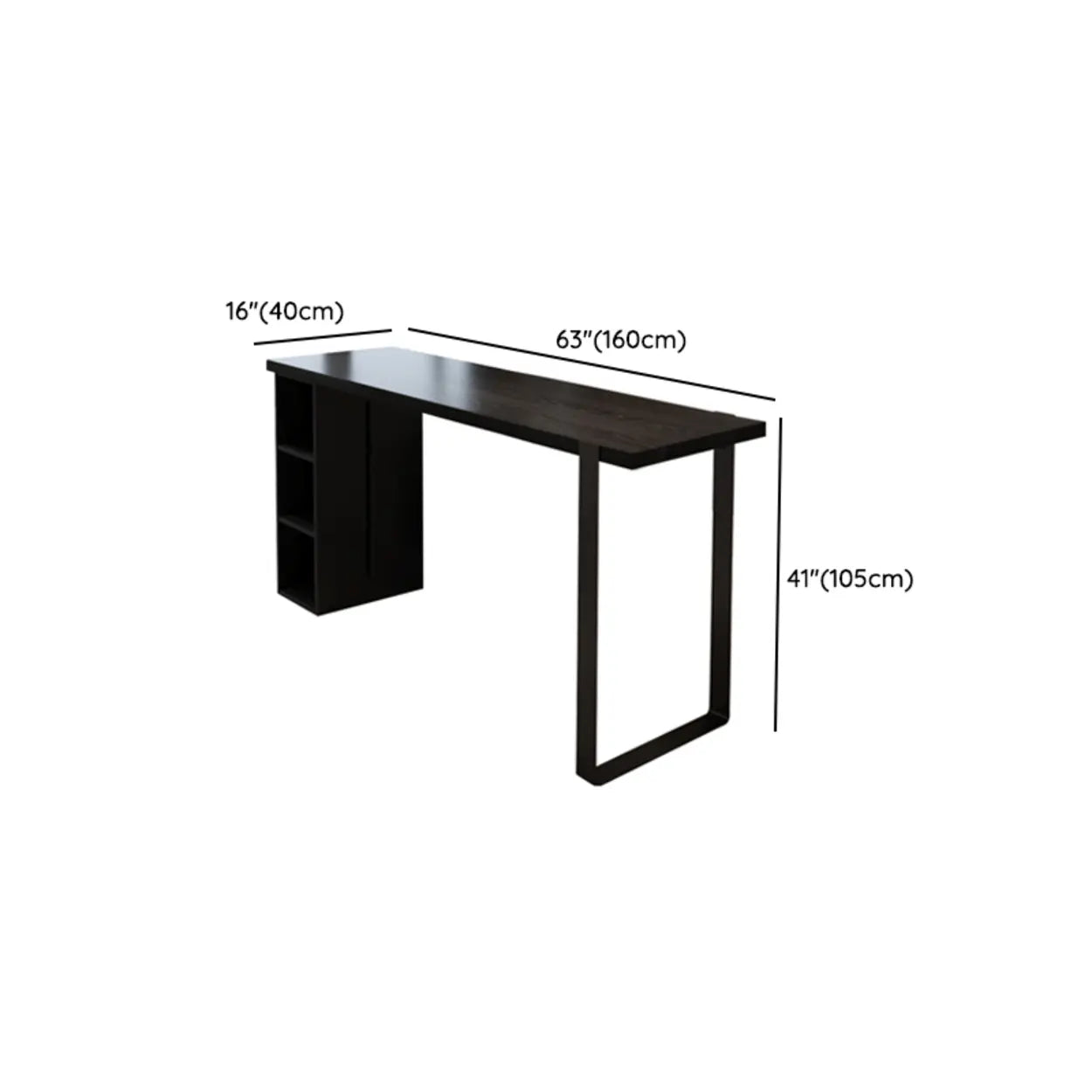 Modern Black Bar Table with Shelves