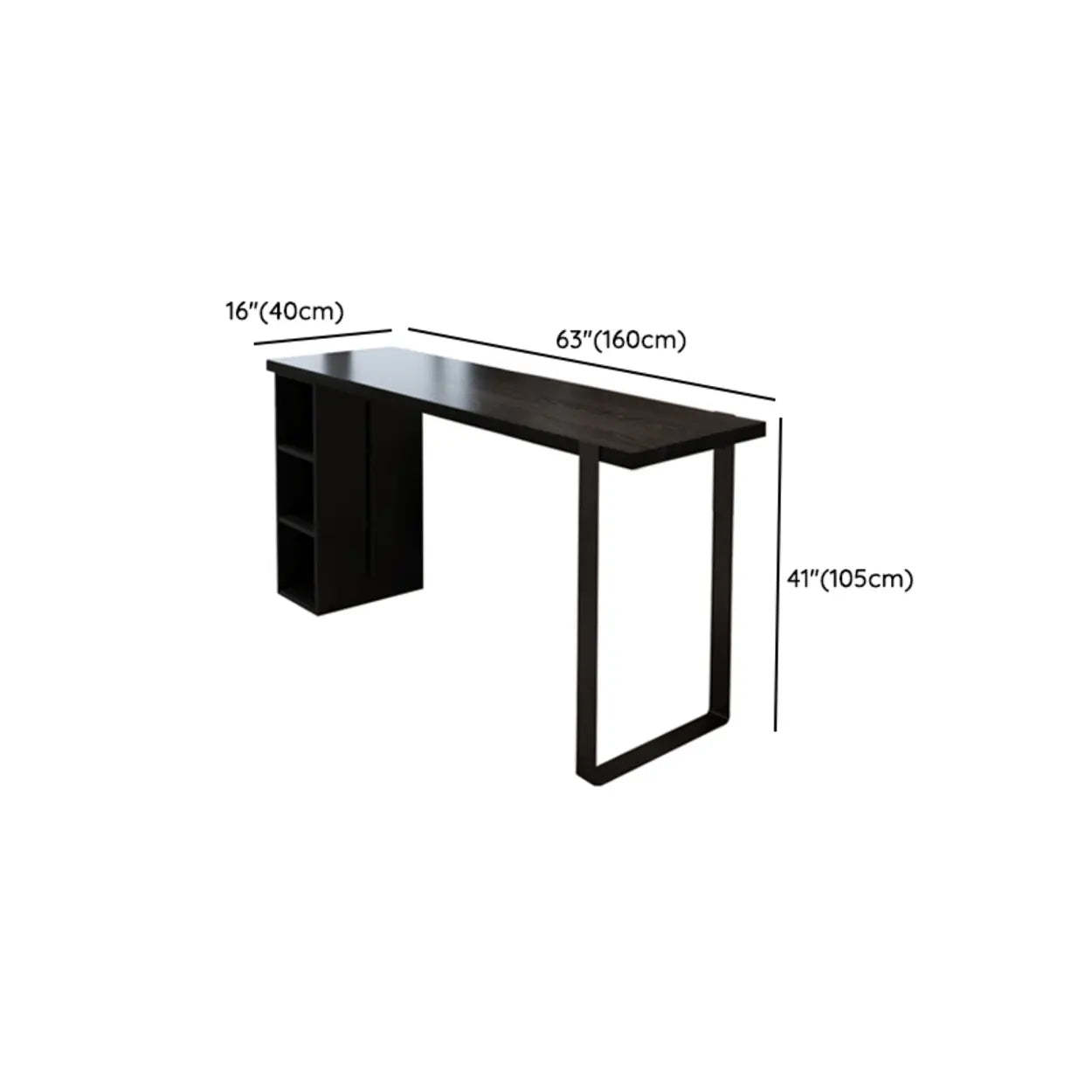 Modern Black Bar Table with Shelves