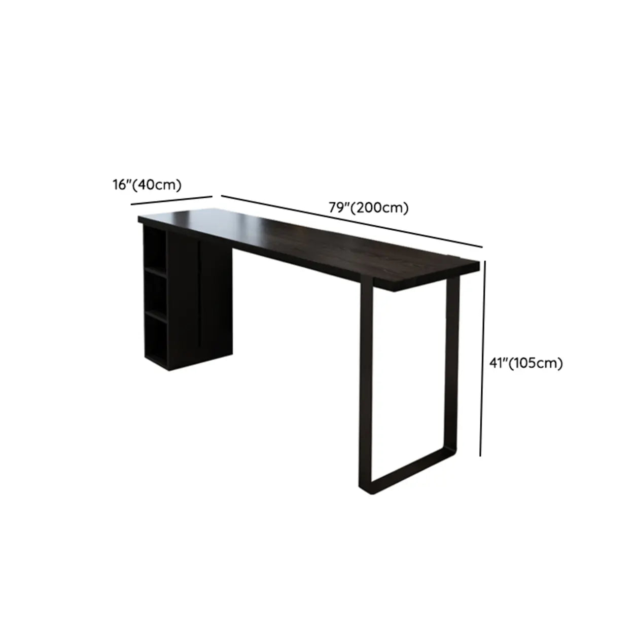 Modern Black Bar Table with Shelves
