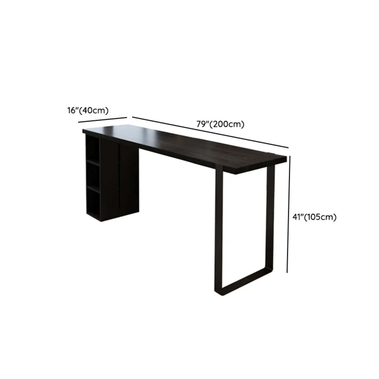 Modern Black Bar Table with Shelves
