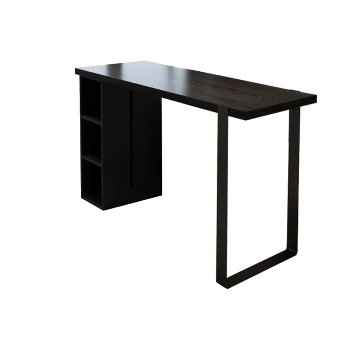 Modern Black Bar Table with Shelves — Table Only
