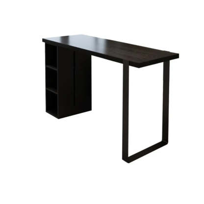 Modern Black Bar Table with Shelves — Table Only