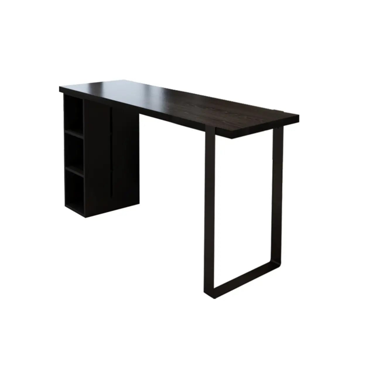 Modern Black Bar Table with Shelves — Table Only