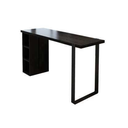 Modern Black Bar Table with Shelves — Table Only