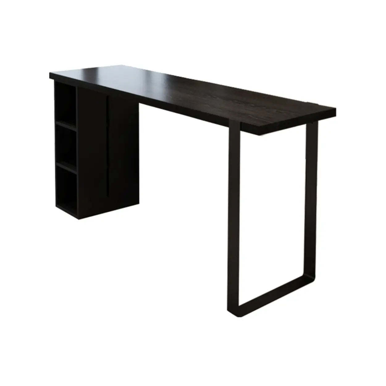 Modern Black Bar Table with Shelves — Table Only