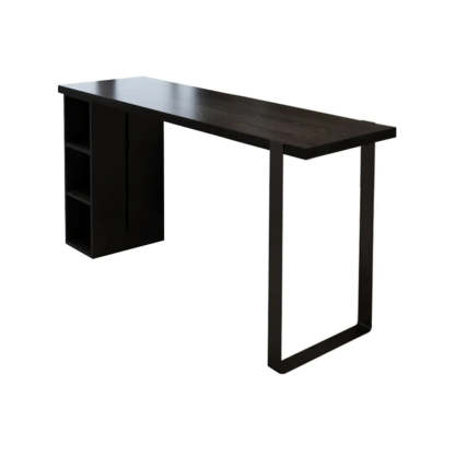 Modern Black Bar Table with Shelves — Table Only