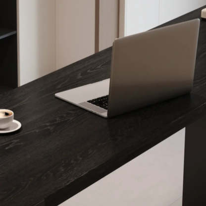 Modern Black Bar Table with Shelves — Table Only