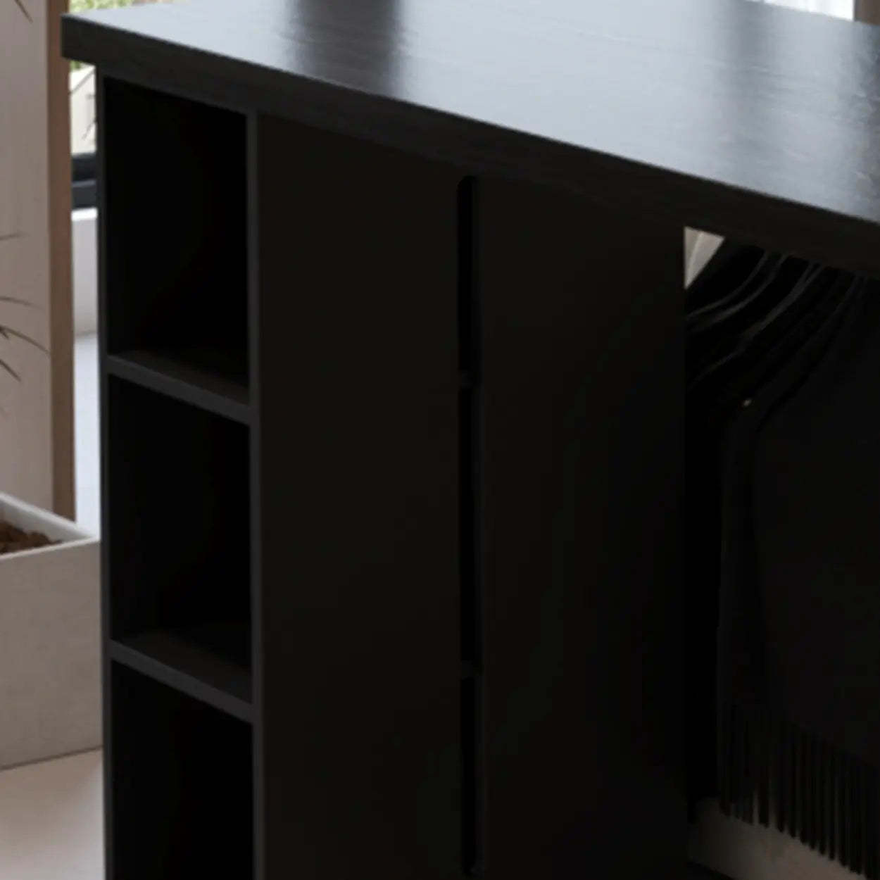 Modern Black Bar Table with Shelves