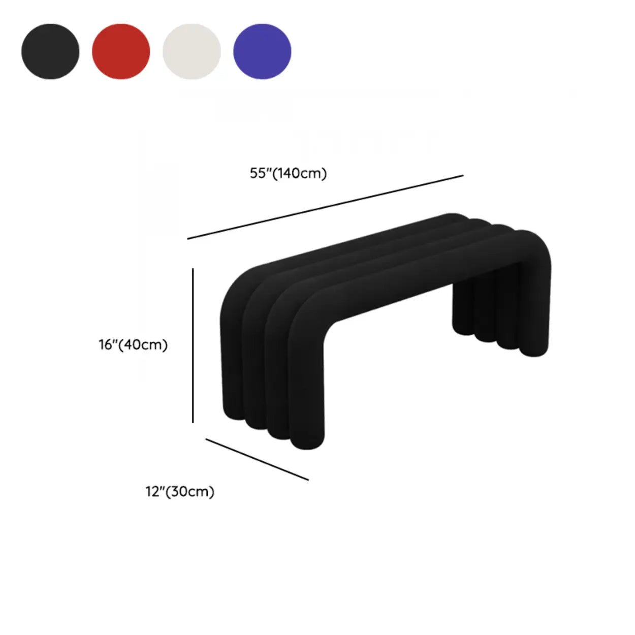 Modern Black Entryway Bench with Shoe Storage — Blue