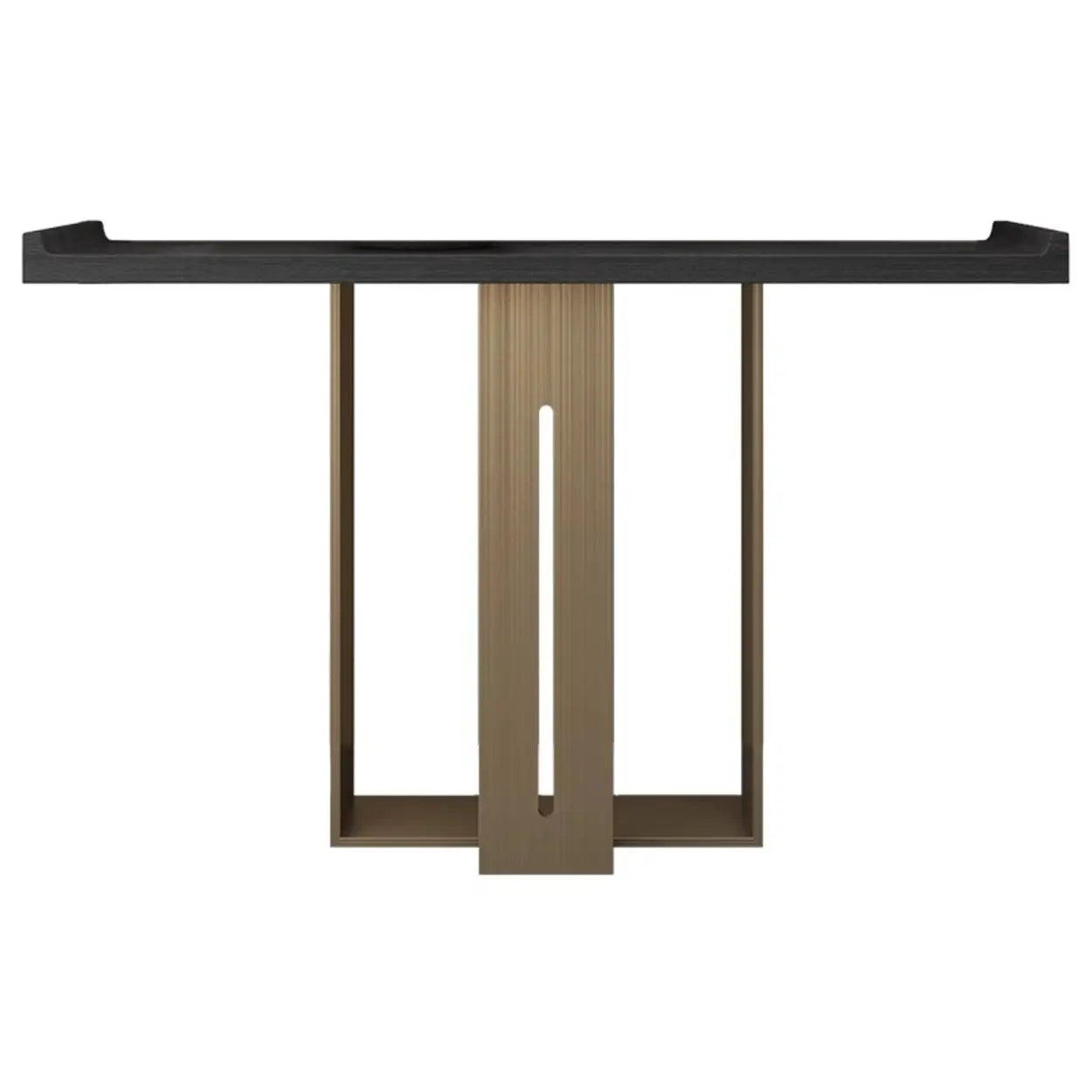 Modern Black Geometric Metal-Base Console Table