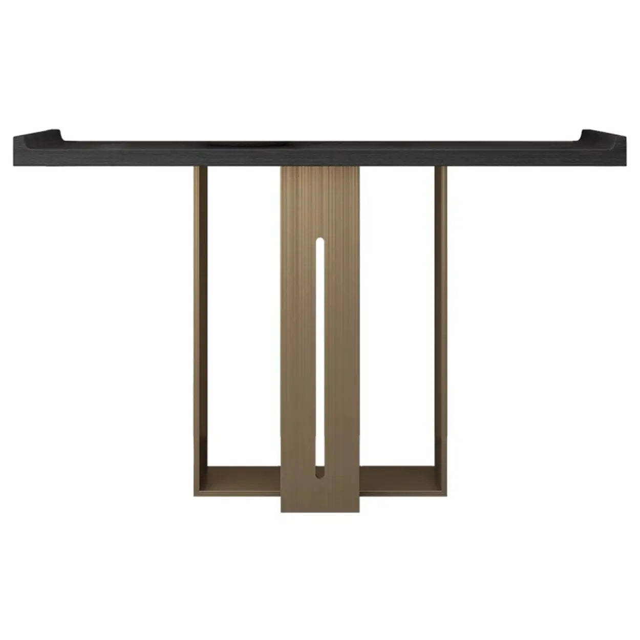 Modern Black Geometric Metal-Base Console Table