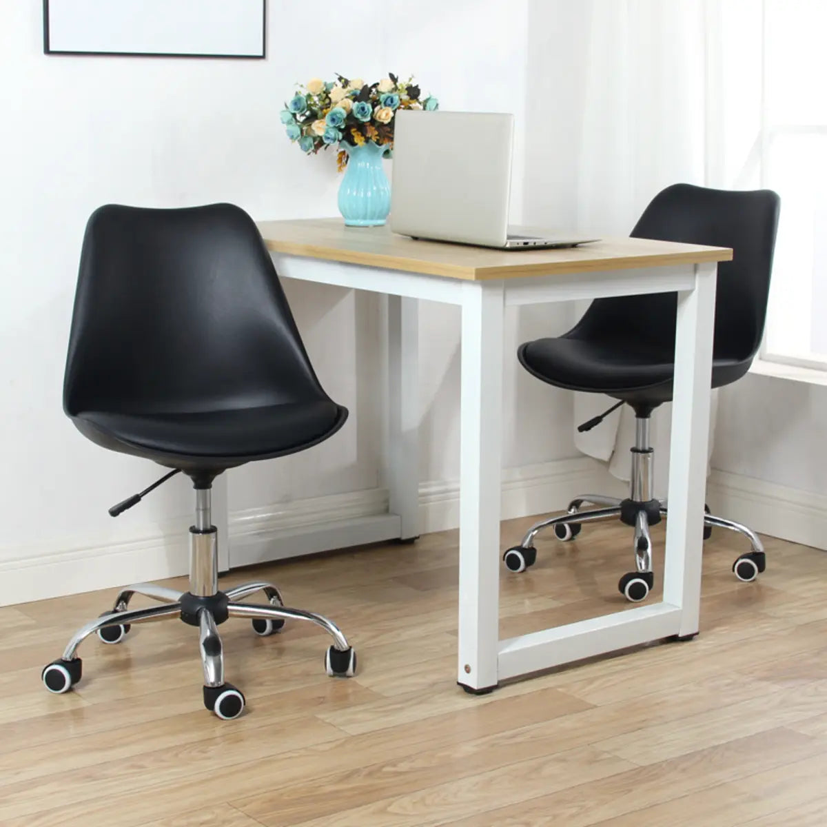 Modern Black Ergonomic Adjustable Stool with Wheels