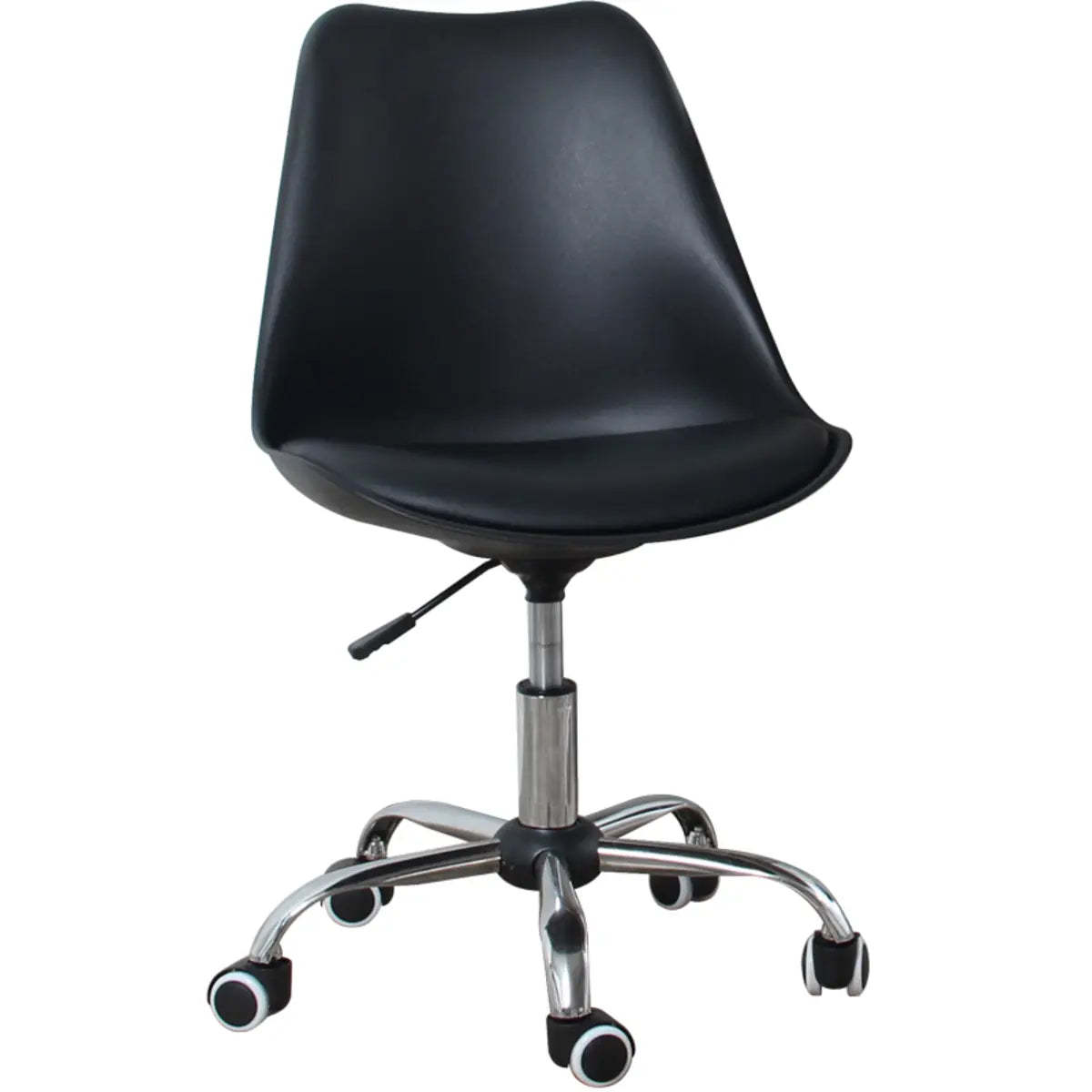 Modern Black Ergonomic Adjustable Stool with Wheels — Plastic / Light Gray