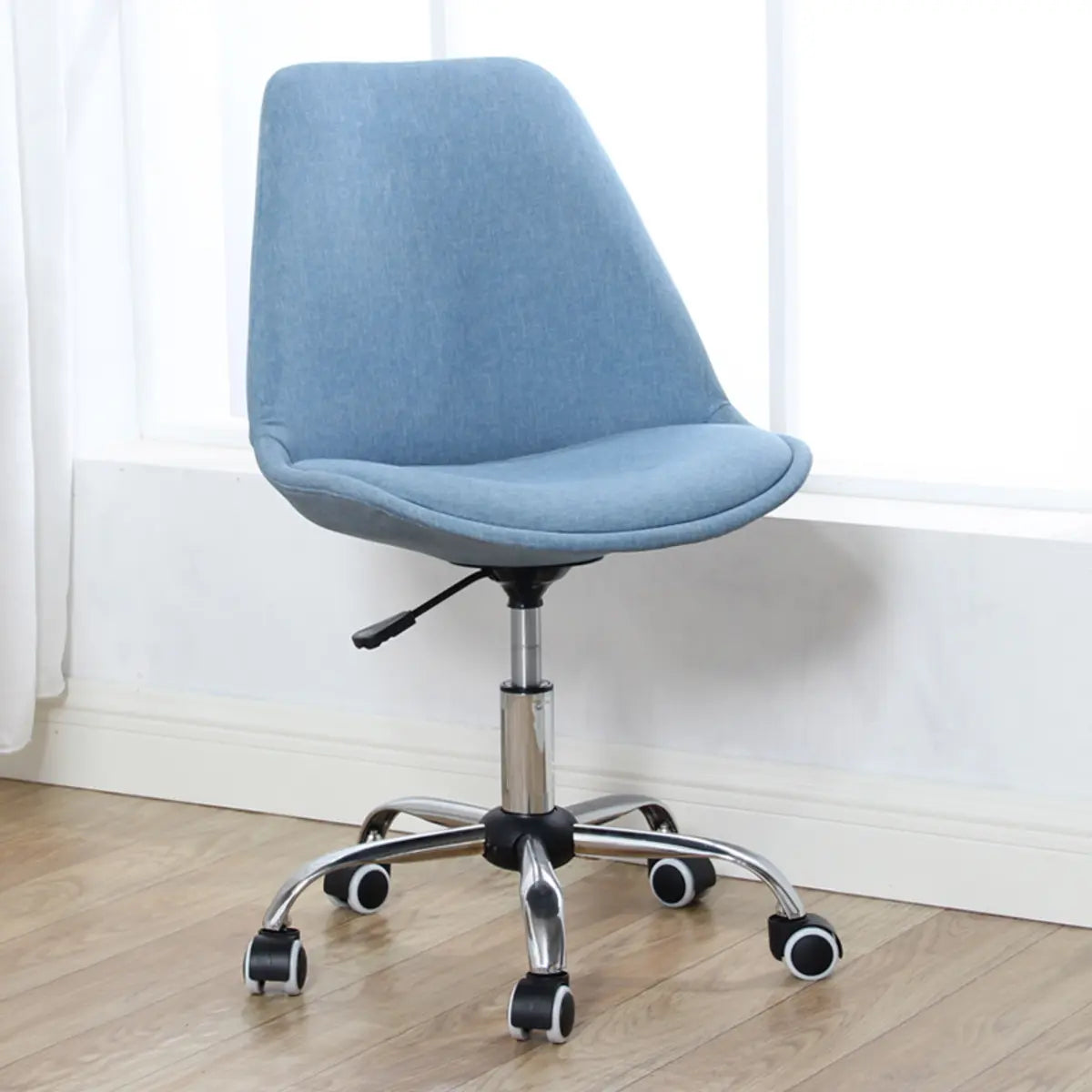 Modern Black Ergonomic Adjustable Stool with Wheels — Plastic / Orange