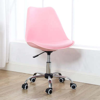 Modern Black Ergonomic Adjustable Stool with Wheels — Plastic / White